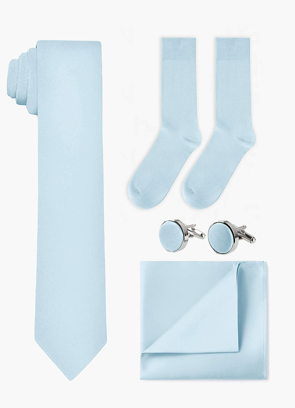 front Conjunto de corbata ancha, pañuelo de bolsillo, gemelos y calcetines a juego