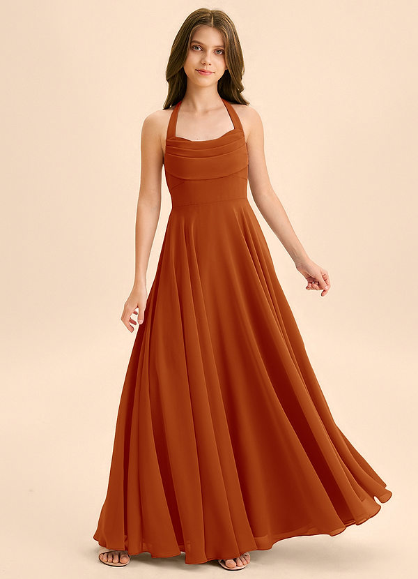 Azazie Kady Junior A-Linie Herzausschnitt Chiffon Kleid Paprika image1