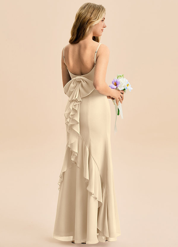 Azazie Lioren Junior 인어 절하다 쉬폰 플로어 길이 주니어 신부 들러리 드레스 image1