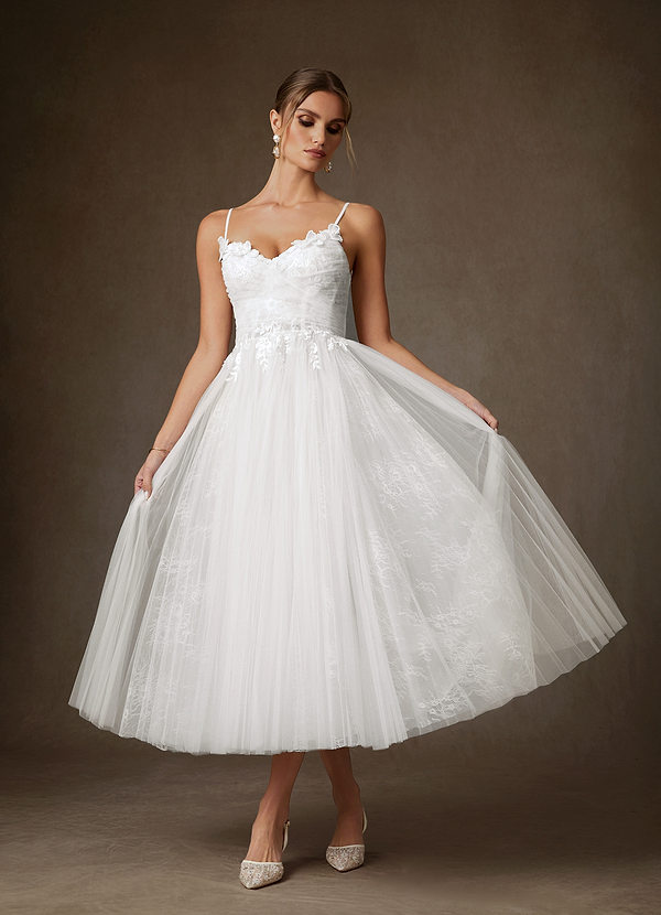 Azazie Zenia Vestidos de Novia Vestido de Diamante Blanco de Tul de Corte en A image1