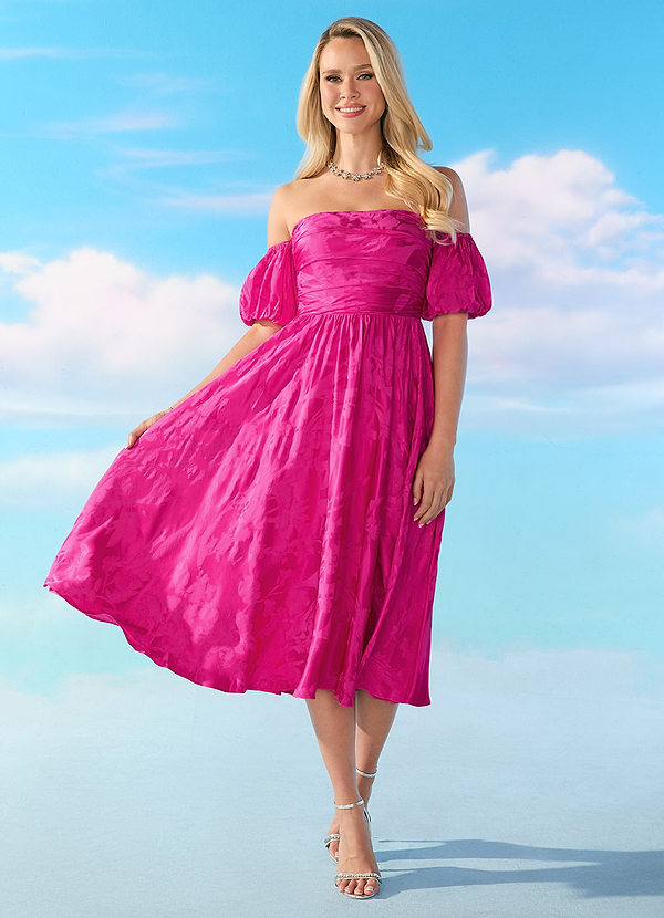 Barbie™ ❤ AZAZIE 4003 Off-the-Shoulder Puff Sleeve Jacquard A-line Dress image1