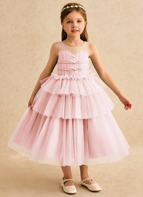 Azazie Delmina Klänningar för brudeflicka Klä Balklänning i Tyll Rynkad image1