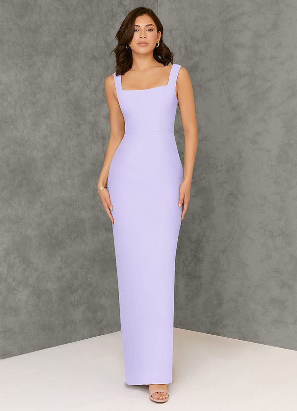 Azazie Flori Bridesmaid Dresses Lilac Sheath Square Neckline Chiffon Dress image1