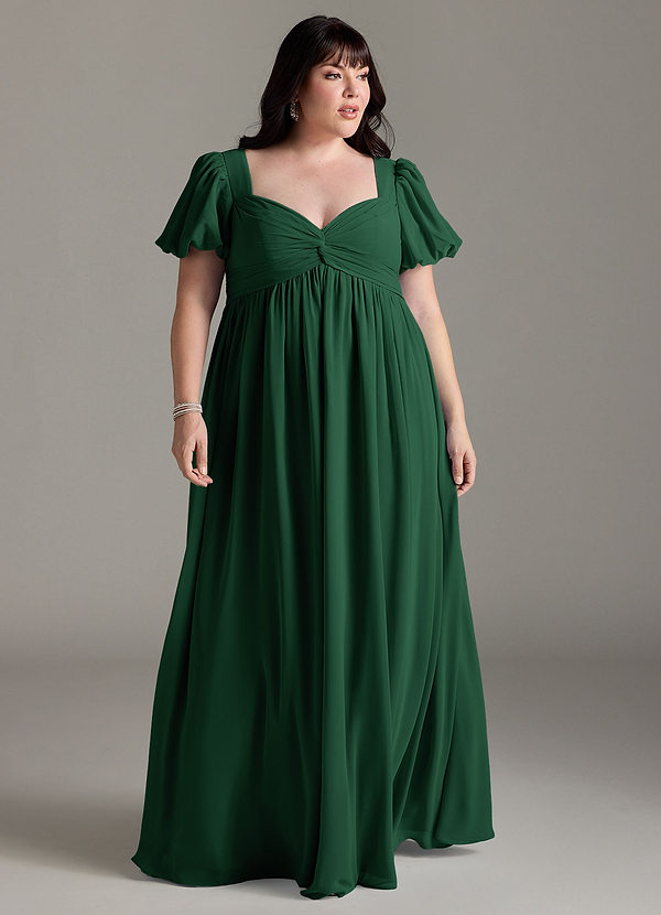 Azazie Madisynn Maternity Bridesmaid Dresses Bow Chiffon Floor-Length Dress image1