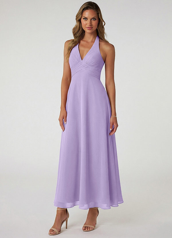 Azazie Tessie Suknie dla druhen Linia A Pofałdowany Szyfon Długość kostki Sukienka image1