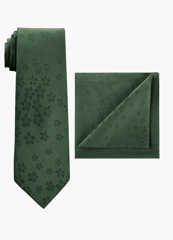 front Conjunto de corbata ancha y pañuelo de bolsillo en jacquard