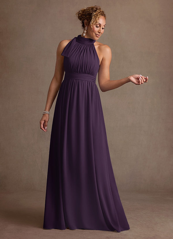 Azazie Antoinette Mother of the Brides Dresses Plum A-Line Pleated Chiffon Dress image1