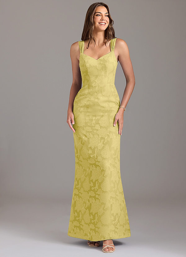 Denice Vestidos de dama de honor Vestido Canario de Devorado Floral de Corte Sirena con Plisado image1