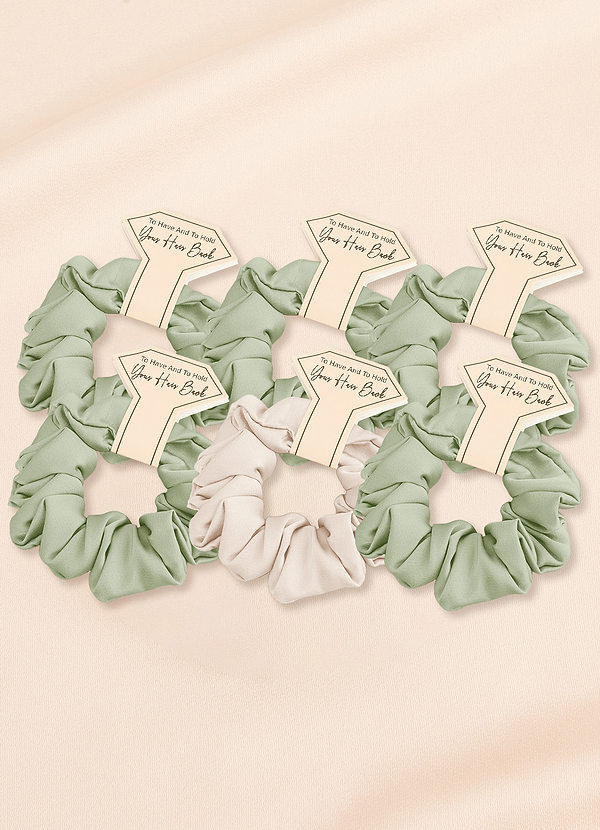 front Matching Color Six-Piece Mixed Color Bridesmaid Stretch Satin Regular Size Scrunchie Set