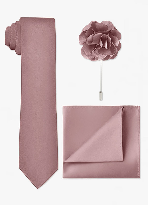 front Matching Skinny Tie & Pocket Square & Lapel Flower Set