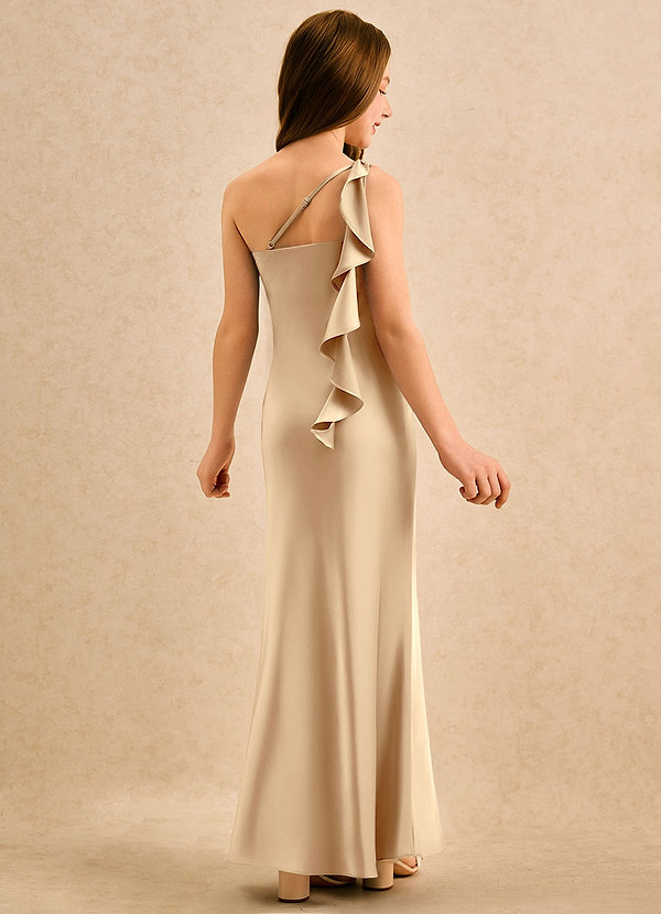 Azazie Almond Girls Formal Blommflicksklänningar Klänning Tubklänning i Stretch Satin One-shoulder image1
