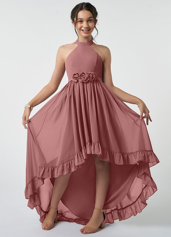 Azazie Hermione Junior Desert Rose A-Line Chiffon Dress image1