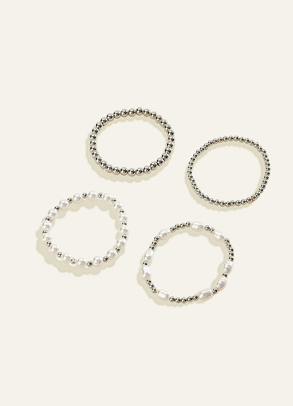 front Stapelarmband mit Perlen und Perlenband im Set