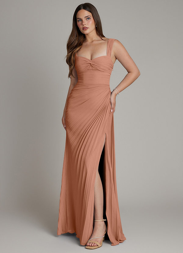 Azazie Amberly Bridesmaid Dresses Bronzer Sheath Sweetheart Neckline Chiffon Dress image1