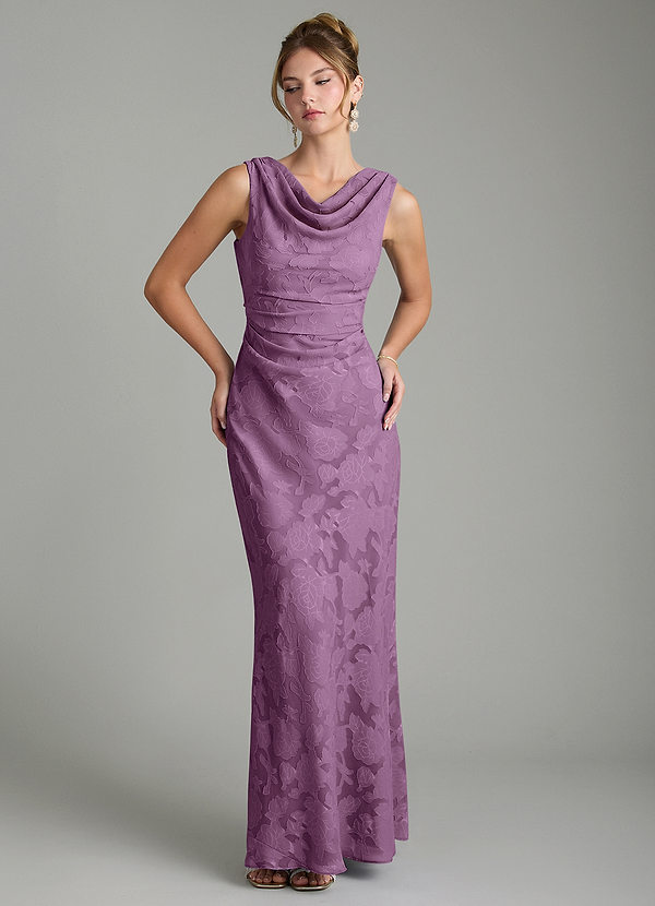 Azazie Kieryn Bridesmaid Dresses Wisteria Mermaid Pleated Floral Burnout Dress image1