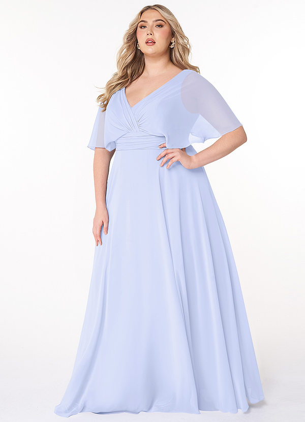 Azazie Pamela Bridesmaid Dresses Lavender A-Line V-Neck Pleated Chiffon Dress image1