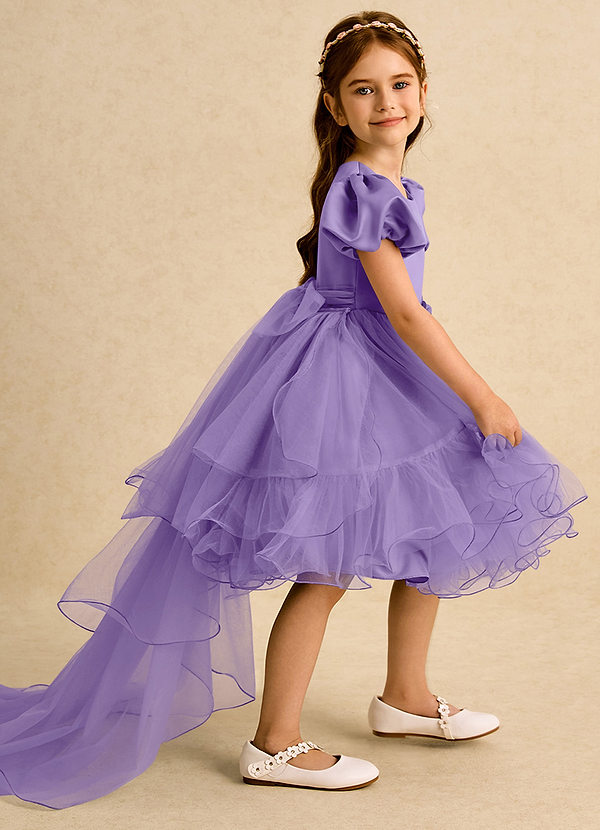 Azazie Cocoa Abiti da Ragazza di Fiori Abito Principessa in Tulle Plissettato Tahiti image1