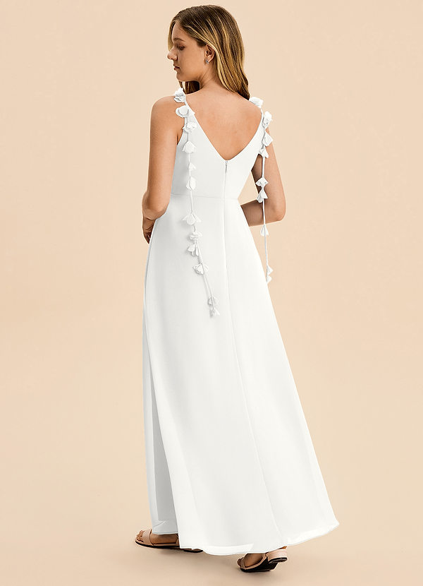 Azazie Gumdrop Junior White Empire Pleated Chiffon Dress image1
