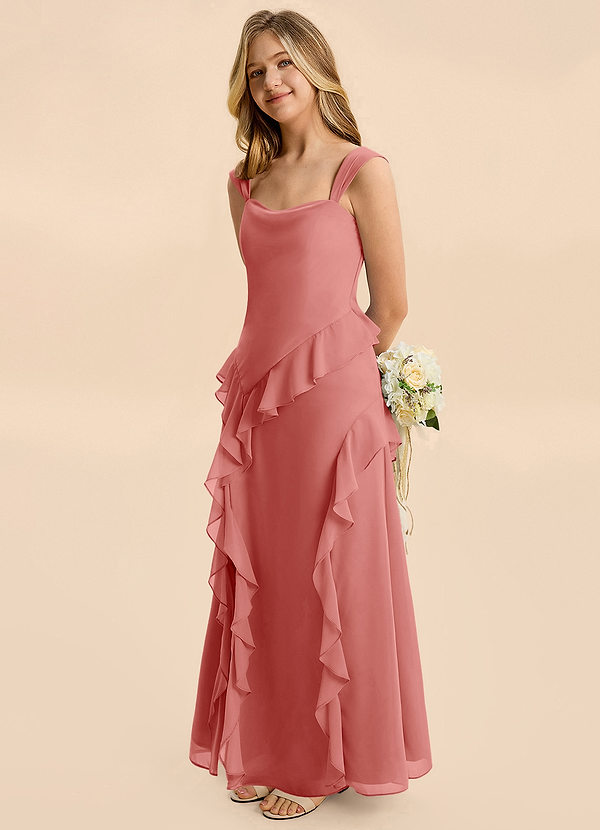 Azazie Sloane Junior Antique Rose A-Line Sweetheart Neckline Chiffon Dress image1