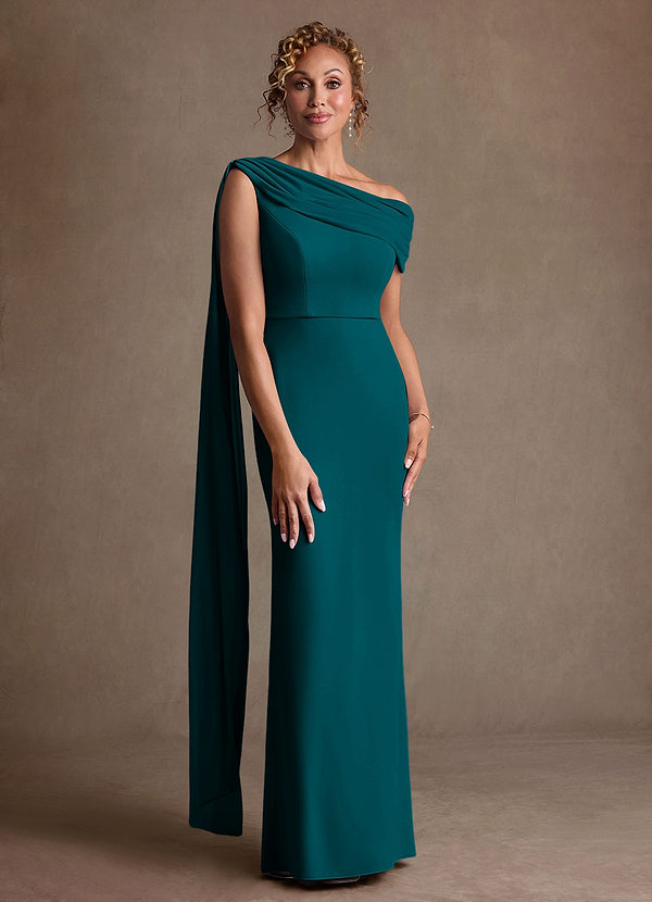 Azazie Bassi Mother of the Brides Dresses Peacock Mermaid Off the Shoulder Mesh Dress image1