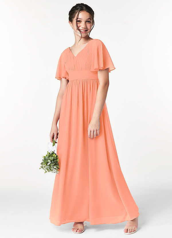 Azazie Temeka Junior Sunset A-Line Pleated Chiffon Dress image1