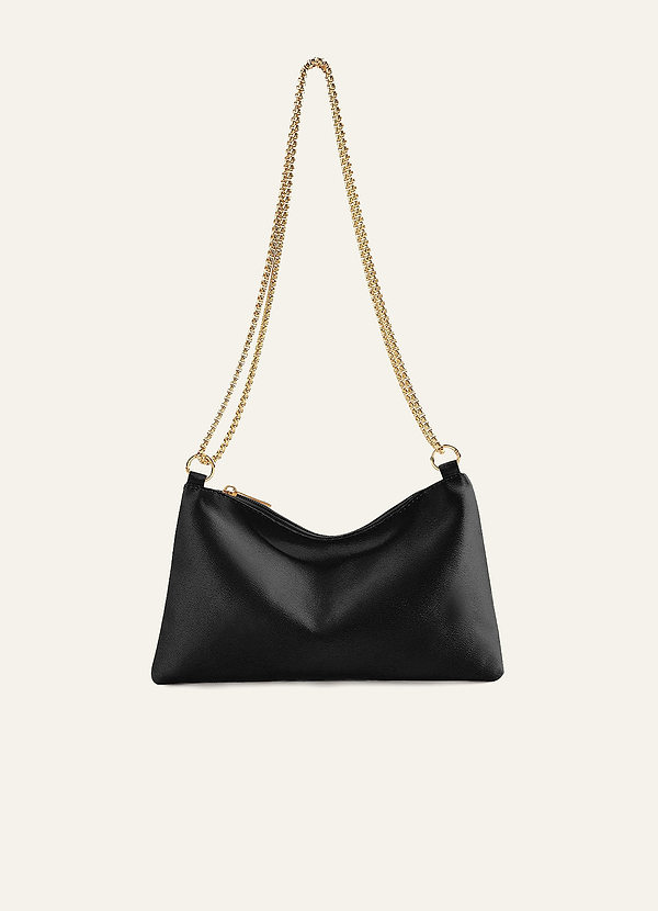 front Matching Color Metallic Satin Adjustable Shoulder Bag