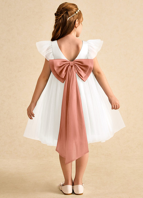 Azazie Munchkin Flower Girl Dresses Ivory Mai Tai A-Line Bow Tulle Dress image1