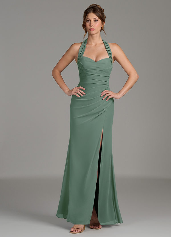Azazie Destiny Bridesmaid Dresses Eucalyptus Mermaid Sweetheart Neckline Chiffon Dress image1
