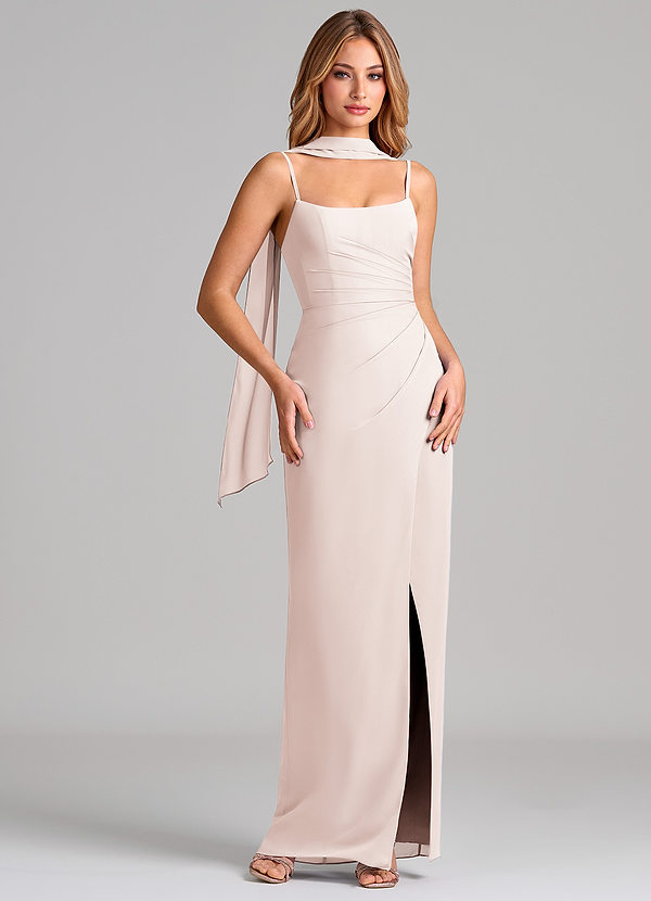 Azazie Calandra Suknie dla druhen Osłona Pofałdowany Szyfon Do ziemi Sukienka image1