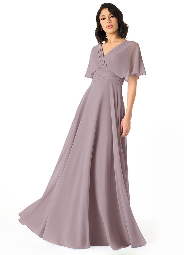 Azazie Pamela Bridesmaid Dresses Dusk A-Line V-Neck Pleated Chiffon Dress image1