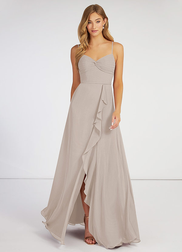 Azazie Evaline Bridesmaid Dresses A-Line Ruched Chiffon Floor-Length Dress image1