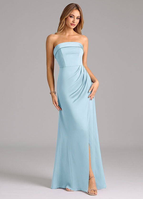 Azazie Aretha Bridesmaid Dresses Sky Blue A-Line Strapless Stretch Satin Convertible Dress image1