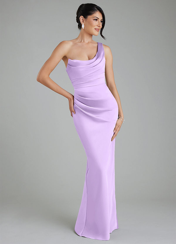 Azazie Sabrina Bridesmaid Dresses Lilac Mermaid Corset Stretch Satin Dress image1