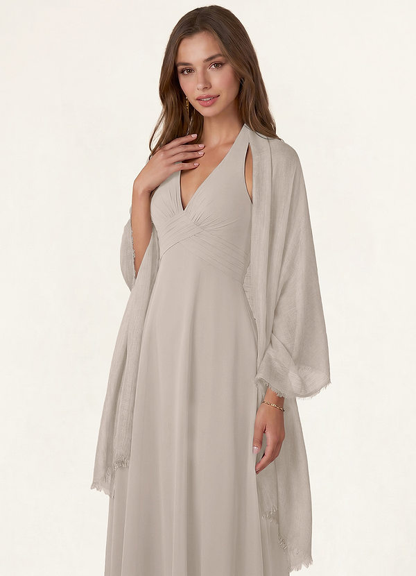 front Azazie Soft Wool Blend Textured Frayed Edge Shawl