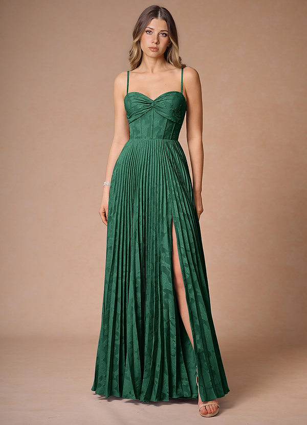 Akiko Emerald Green Pleated Maxi Dress image1