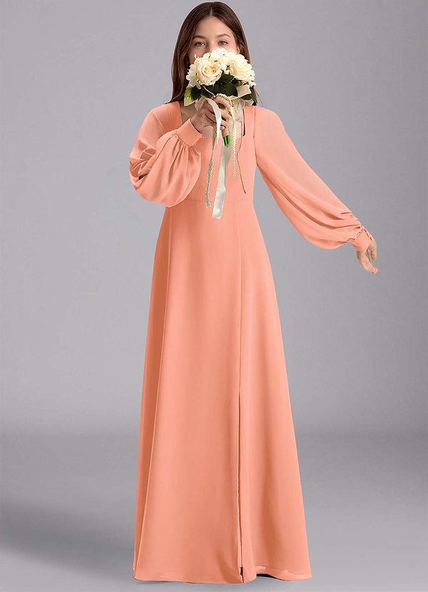 Azazie Bondi Junior Abito A-Line in Chiffon Blusa Tramonto image1