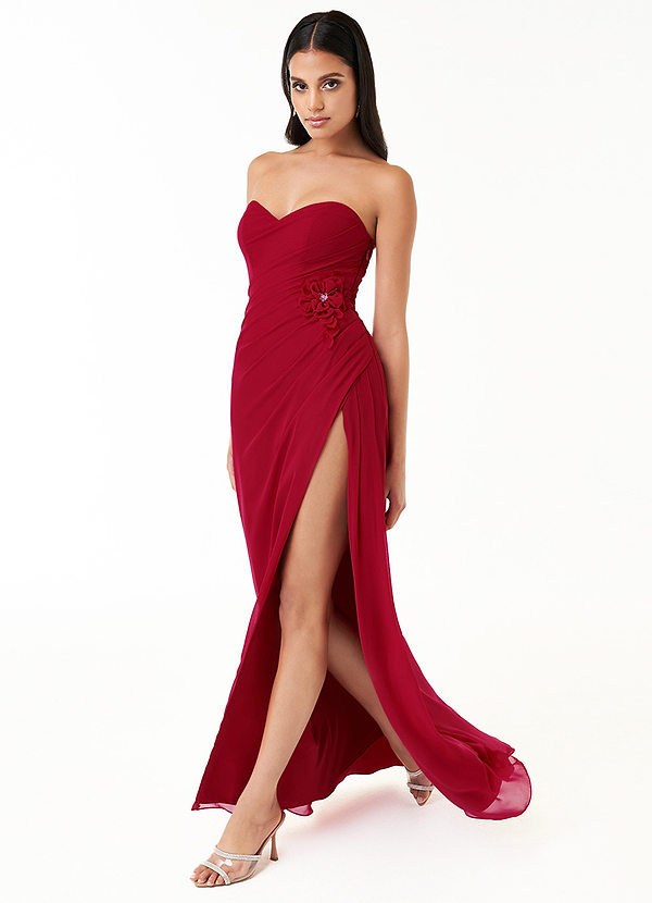 Gyselle Cherry Red Pleated Gown image1