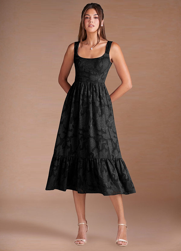 SADDLE BREEZE BLACK MIDI DRESS