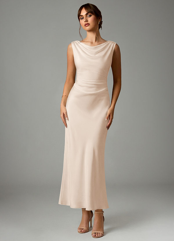 Azazie Kieryn Suknie dla druhen Syrena Pofałdowany Satyna elastyczna Długość kostki Sukienka image1