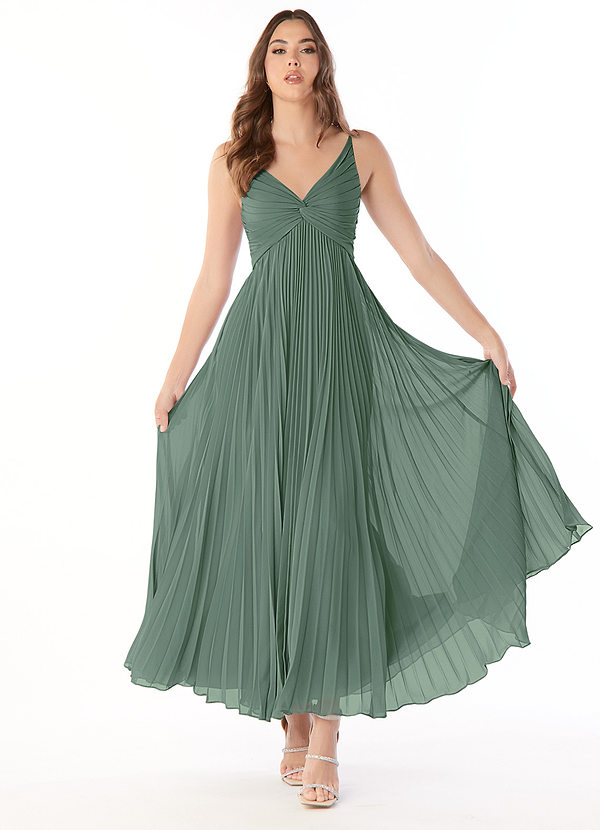 Azazie Raychelle Bridesmaid Dresses Eucalyptus A-Line V-Neck Chiffon Dress image1