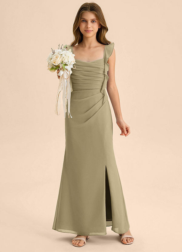 Azazie Jessamine Junior Moss Green Mermaid Sweetheart Neckline Chiffon Dress image1