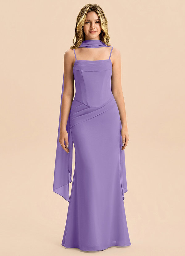 Azazie Sorrel Junior Tahiti Mermaid Pleated Chiffon Dress image1