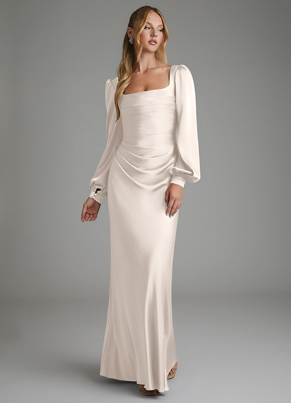 Brianna Bridesmaid Dresses White Alabaster Mermaid Corset Stretch Satin Dress image1