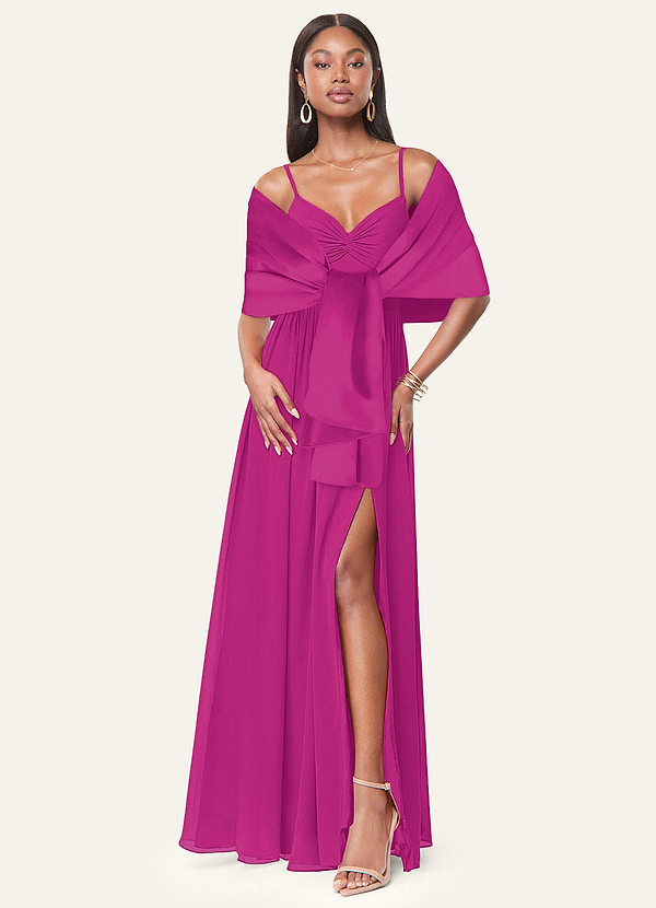 front Azazie Matching Color Aleena Matte Satin Shawl