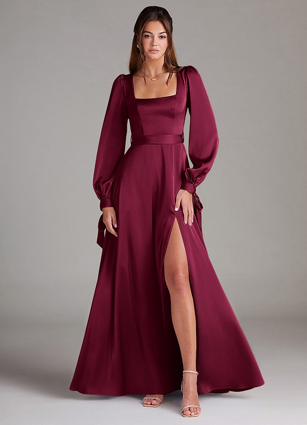 burgundy bridesmaid dresses long sleeve Azazie A-Line Square Neck Floor-Length Stretch Satin WAREHOUSELOCATION--HQ14 Keto Blue Cheese Dressing Size:4Y making it a beautiful