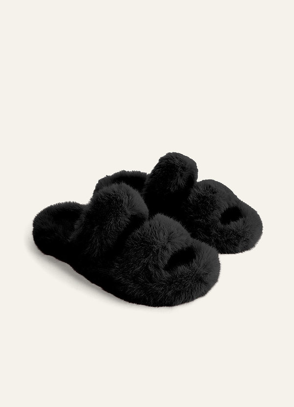 front Double Strap Fuzzy Slippers