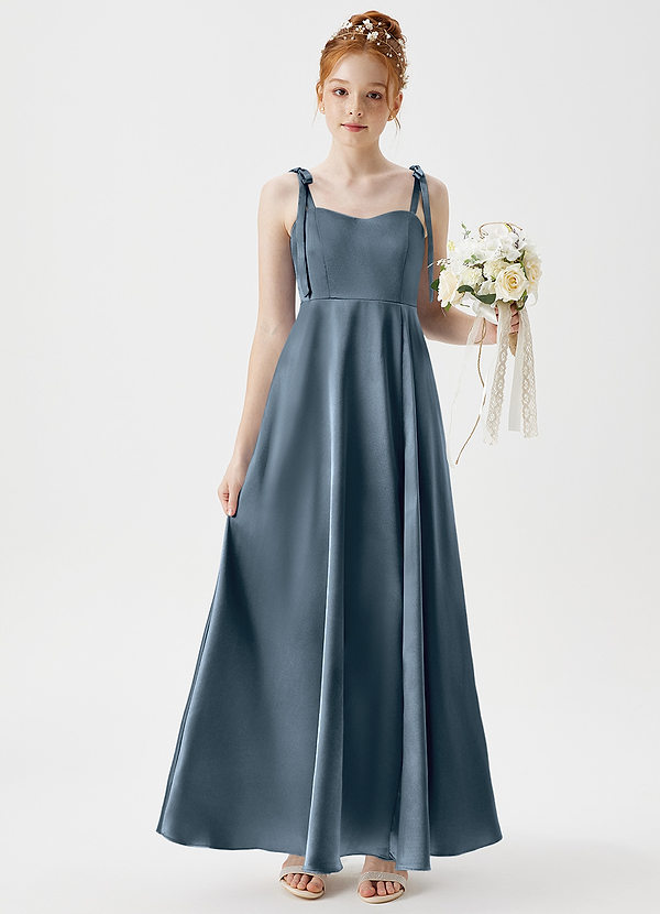 Azazie Rosey Junior A-Linie Herzausschnitt Metallischer Satin Kleid Zwielichtviolett image1