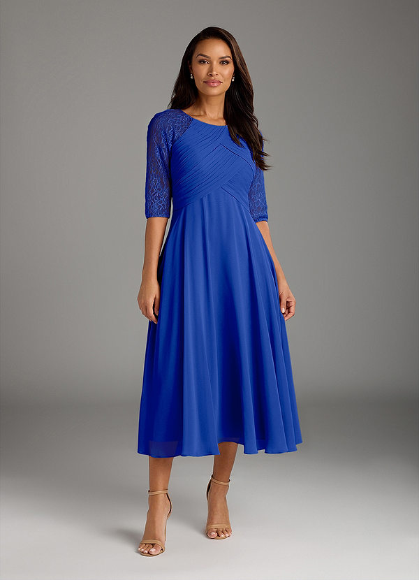 Azazie Dorothea Mother of the Brides Dresses Royal Blue A-Line Scoop lace Chiffon Dress image1