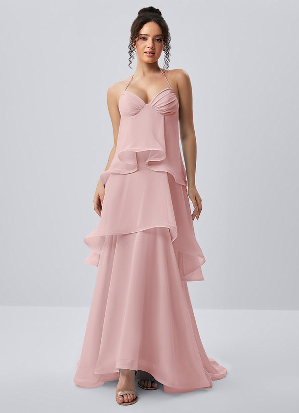Eliaofen Haze Pink Chiffon Ruffles Maxi Dress image1
