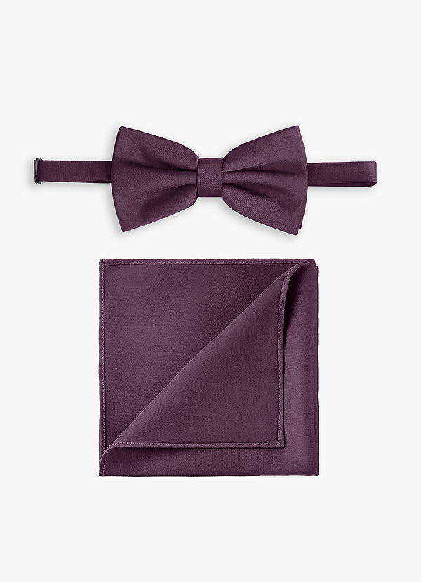front Conjunto de pajarita y pañuelo de bolsillo de satén elástico